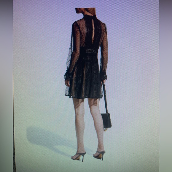 High neck black lace cocktail dress - Picture 4 of 11